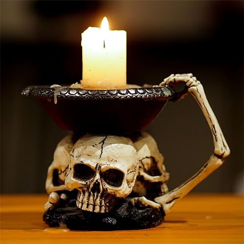 Handmade Halloween  Gothic Candlestick Holders  Skull Votive Holder