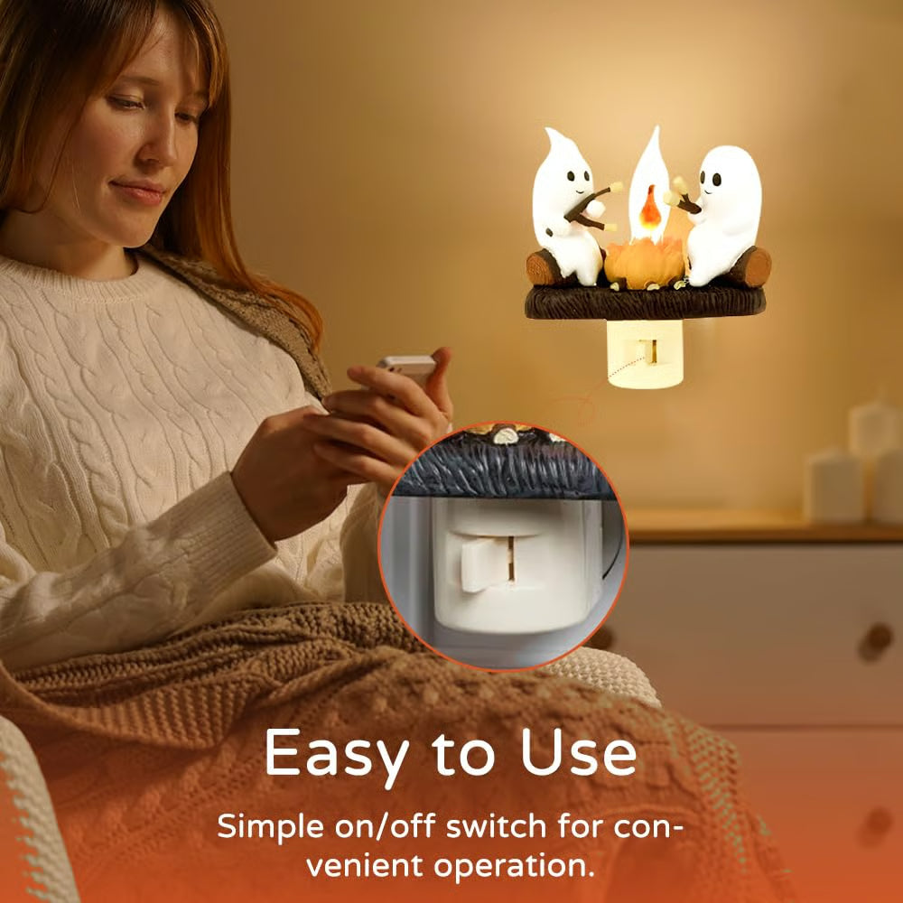 Handmade  Halloween Ghost Night Light Campfire Flickering