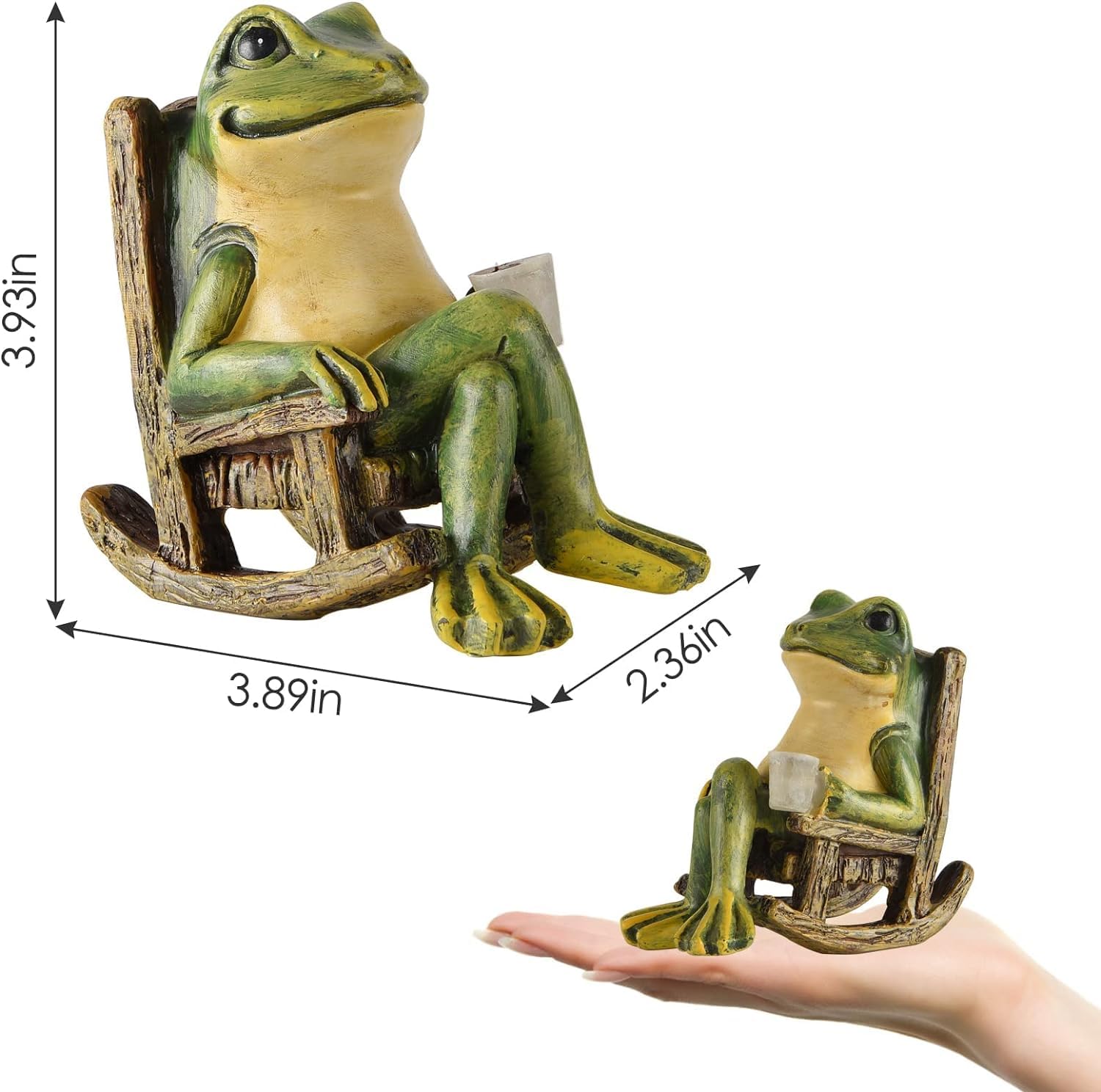 Handmade Halloween Decorations Miniature Frog Garden Statue  Solar  Lights