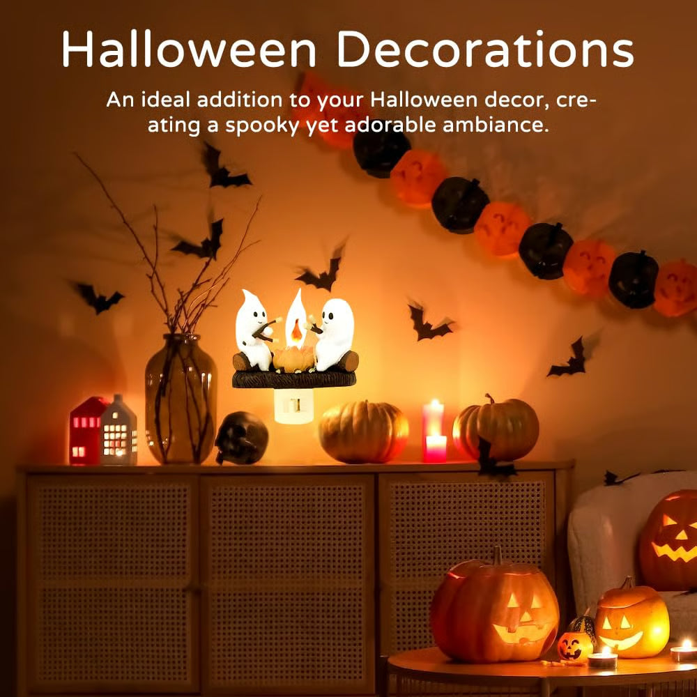 Handmade  Halloween Ghost Night Light Campfire Flickering